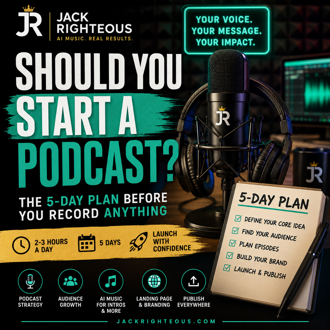 Five-day beginner plan for deciding whether to start a podcast in 2026 and preparing a simple launch
