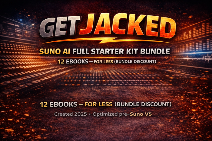 Suno AI Complete Ebook Starter Kit relaunch with beginner guides for prompts, workflow and music creation