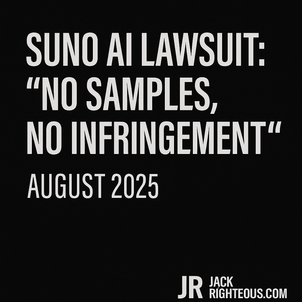Suno AI Lawsuit Update | “No Samples, No Infringement” (Aug 2025) - Jack Righteous