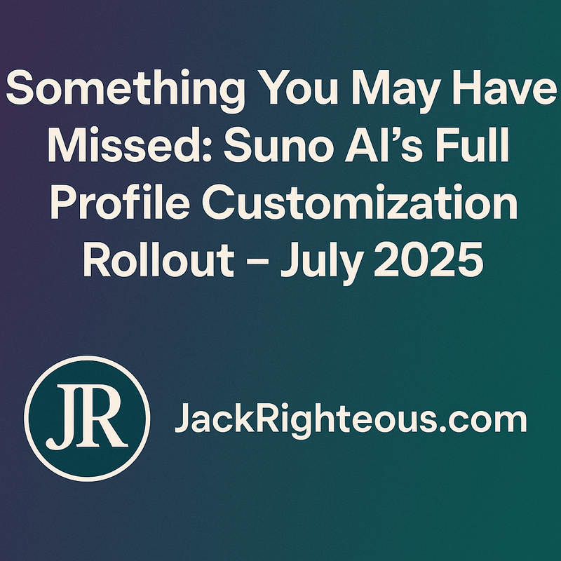 Suno AI Profile Customization – July 2025 Update - Jack Righteous