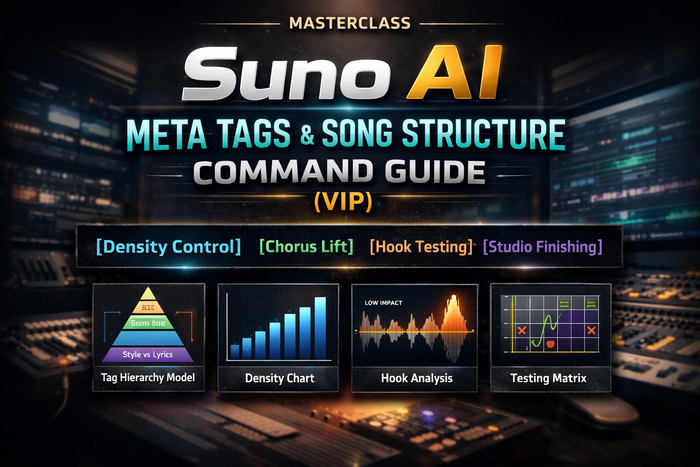 Suno meta tags command guide for structuring and controlling AI music instructions in VIP workflows