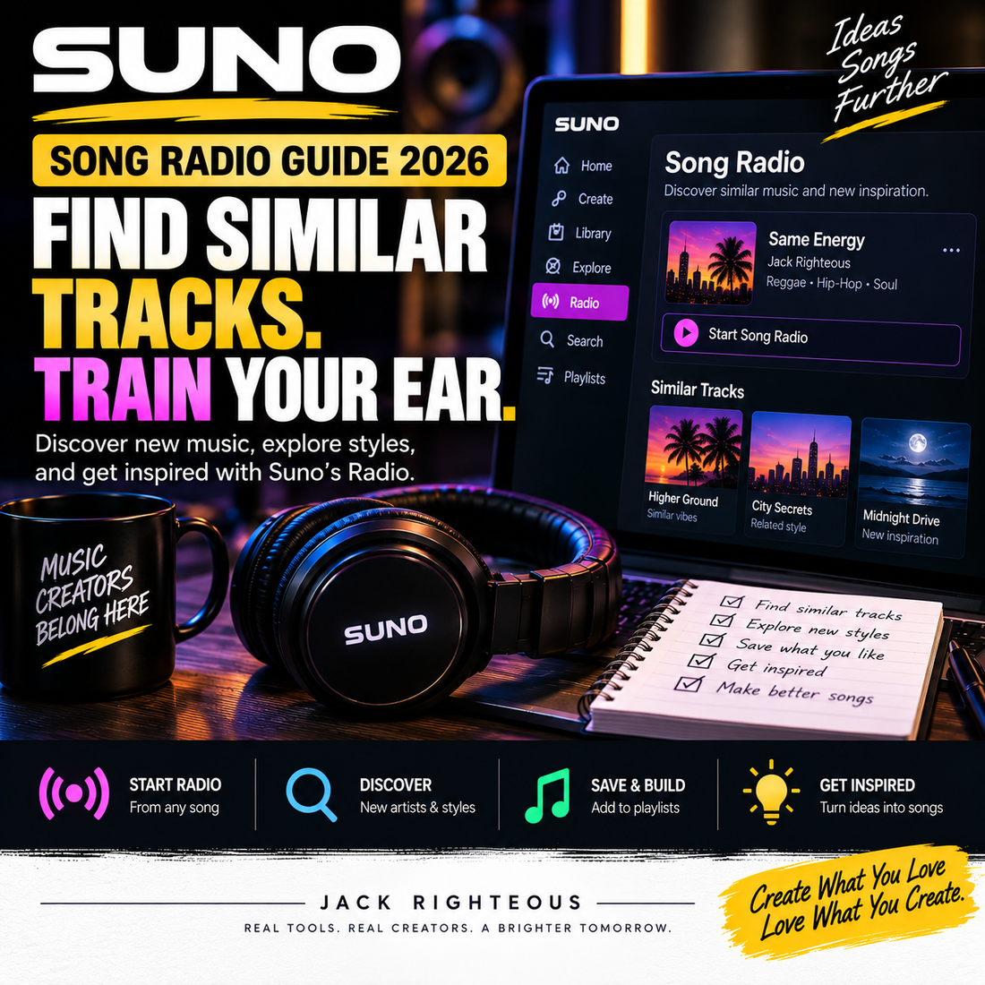Suno Song Radio Guide 2026 — find similar tracks and train your ear | Jack Righteous