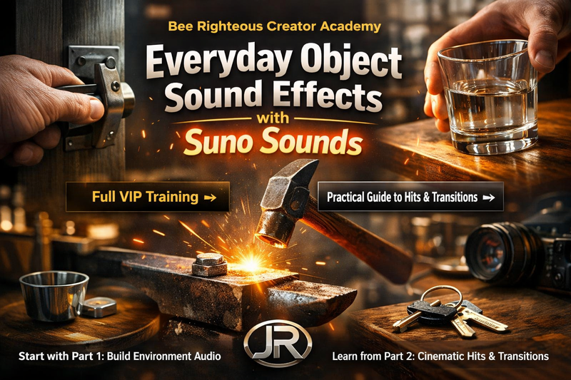 Suno Sounds guide for creating everyday object effects for props, tools, impacts and practical scene audio