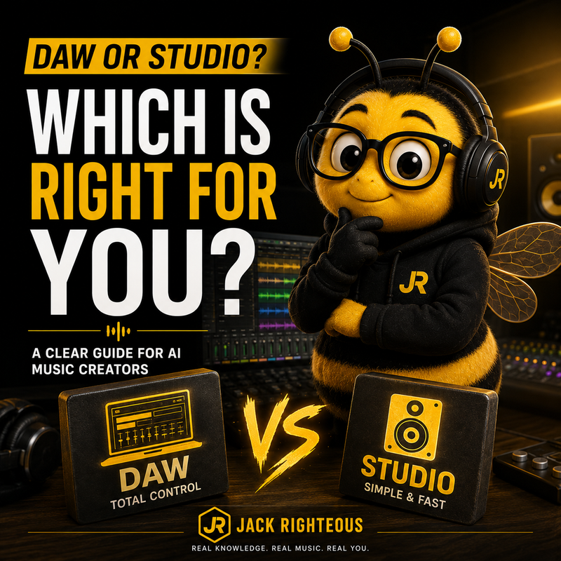 Suno Studio 2.0 guide comparing browser production with a DAW and explaining when AI music creators should export