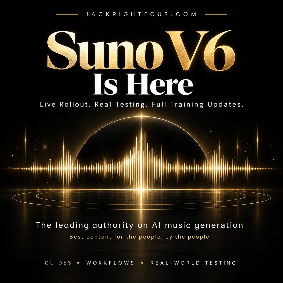 Suno v6 live rollout and AI music generation training updates from JackRighteous.com, with real-world testing, guides and workflows.