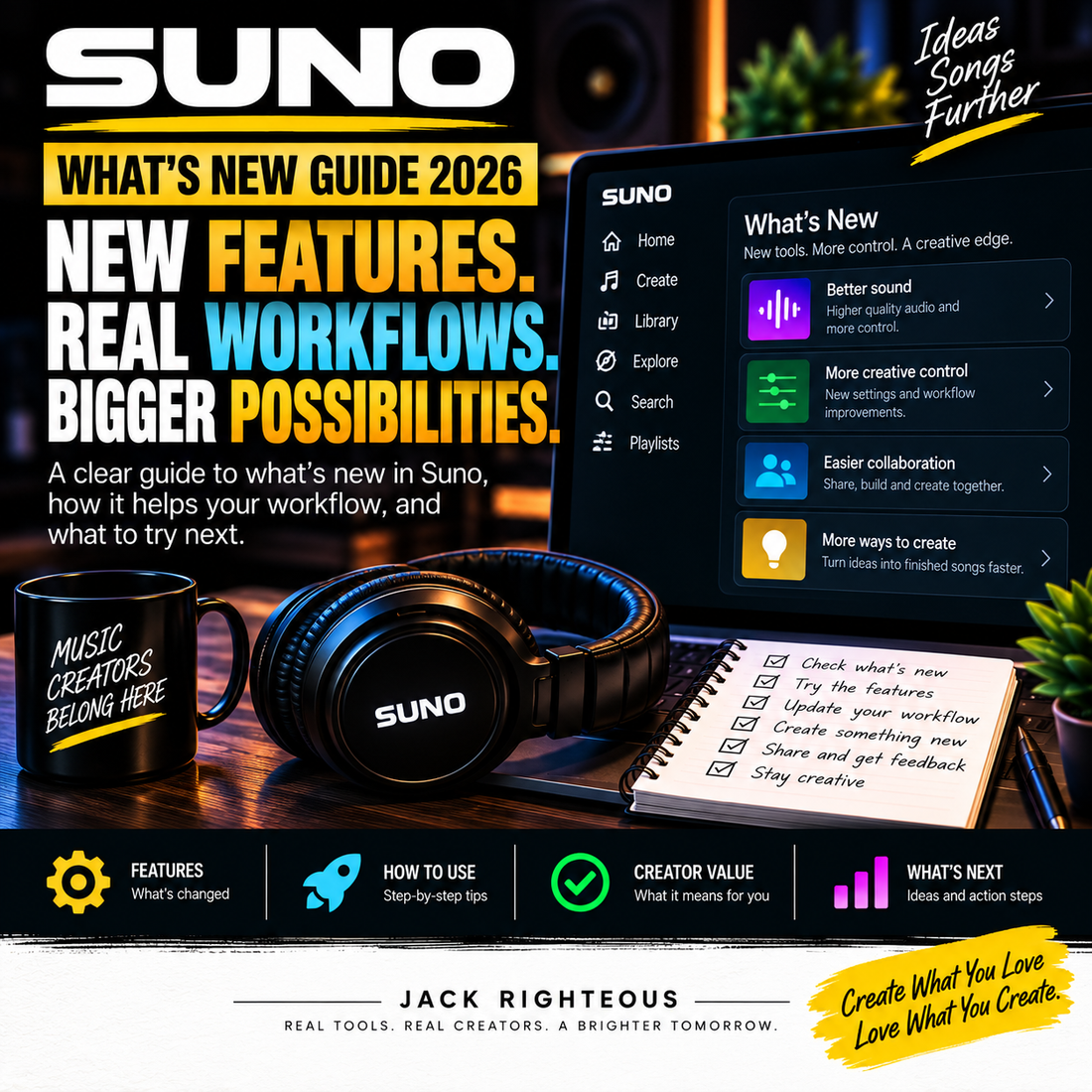 Suno What's New Guide 2026 — V6 updates, testing and creator workflow | Jack Righteous