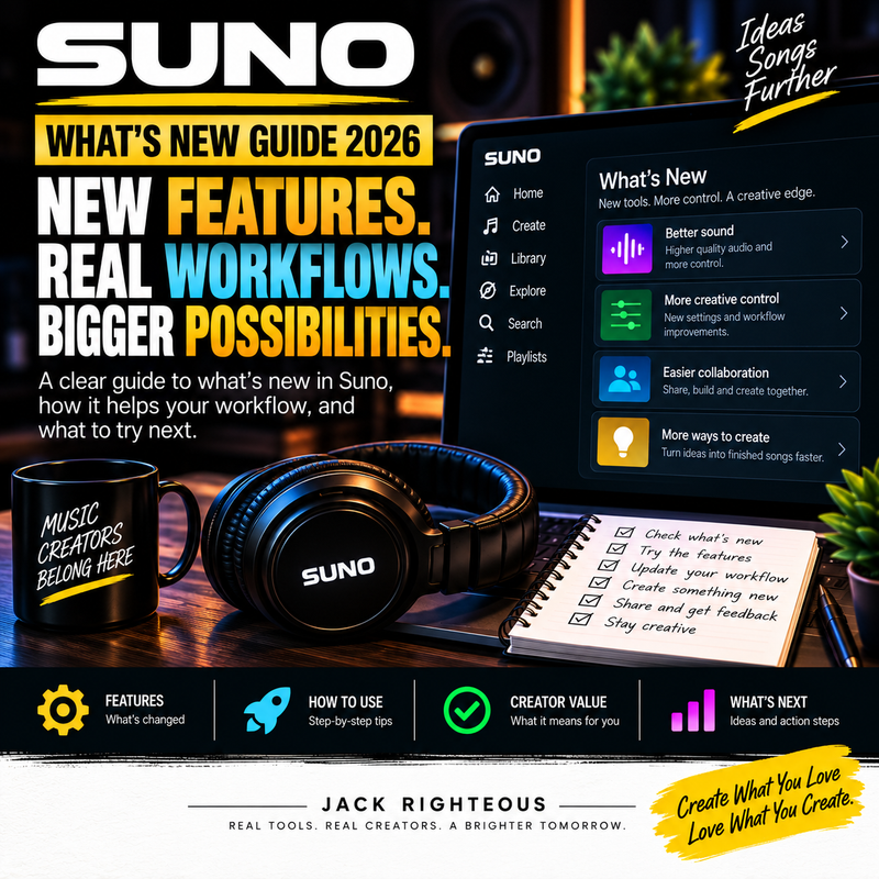 Suno What's New Guide 2026 — V6 updates, testing and creator workflow | Jack Righteous