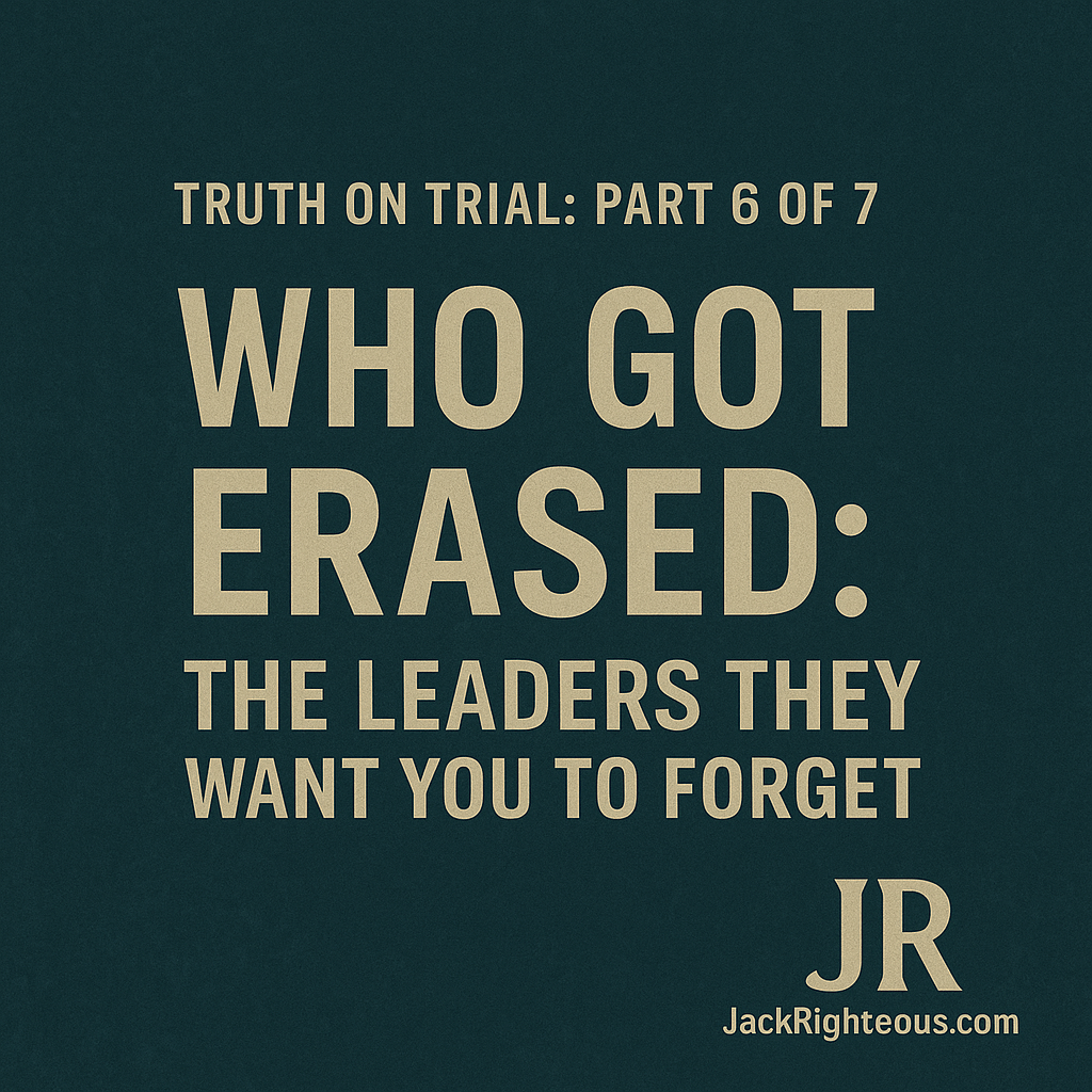 Truth on Trial Part 6 cover representing celebrated Christian heroes, erased institutional complicity and the recovery of the full historical record