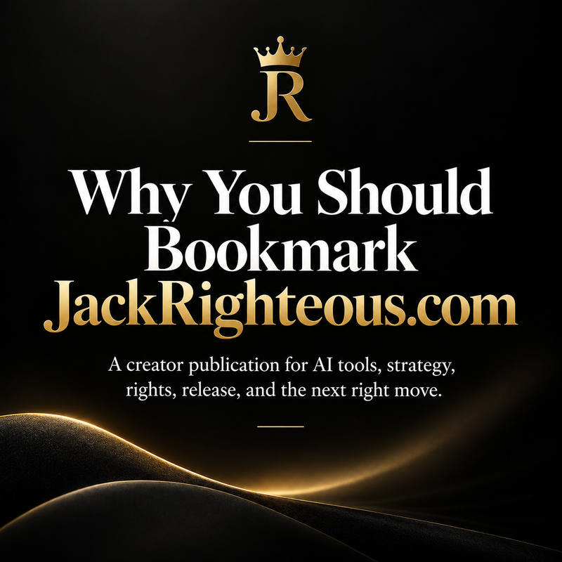 Why You Should Bookmark JackRighteous.com — creator publication for AI tools, strategy, rights, release, and the next right move