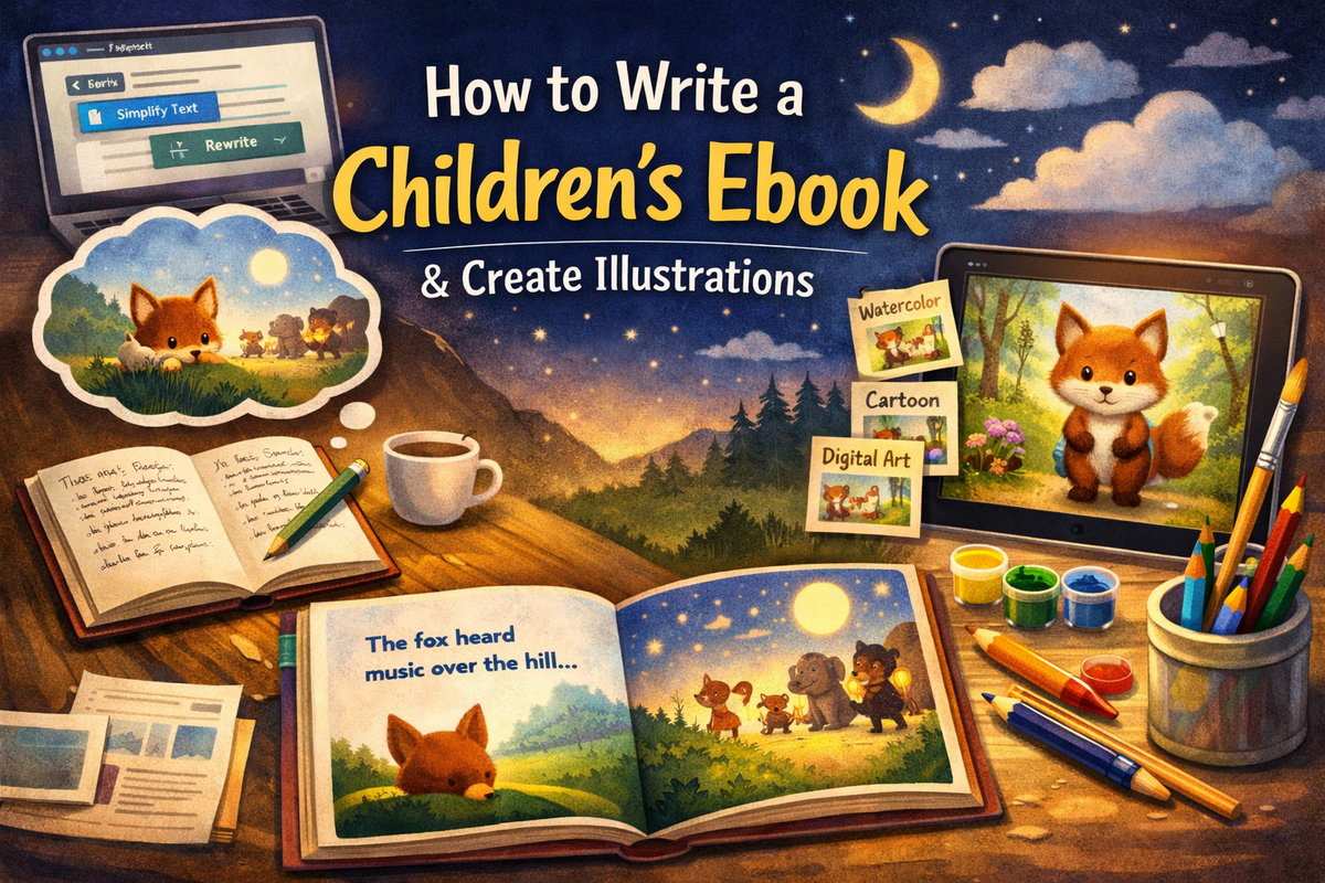 Beginner guide to writing a children's ebook with AI assistance while planning age range, story, illustrations and human review