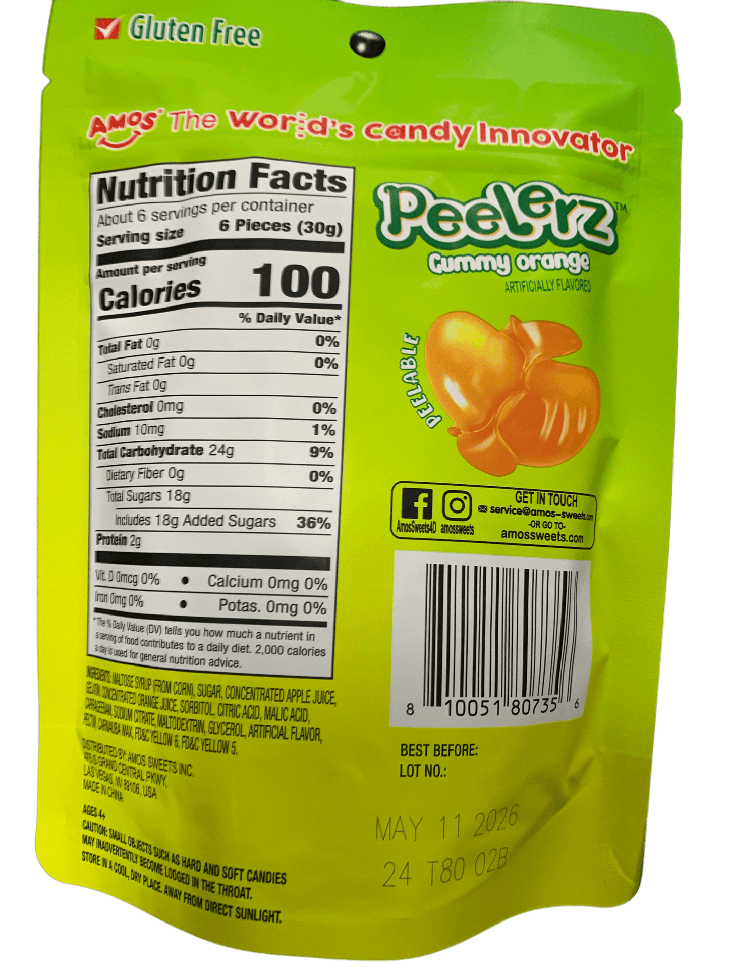 Amos Peelerz Orange Gummies 170G - U.S Edition