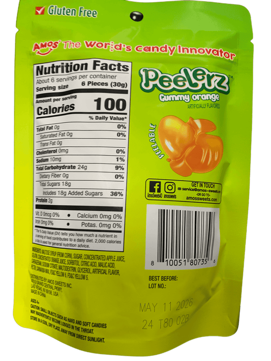 Amos Peelerz Orange Gummies 170G - U.S Edition