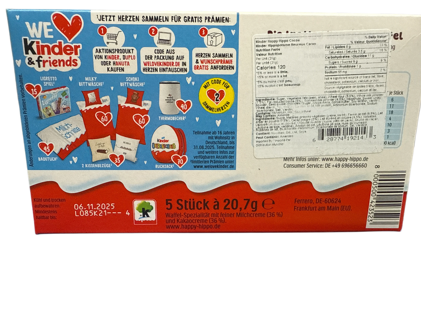 Kinder Happy Hippo Cocoa Wafer Chocolates 103G - German Edition