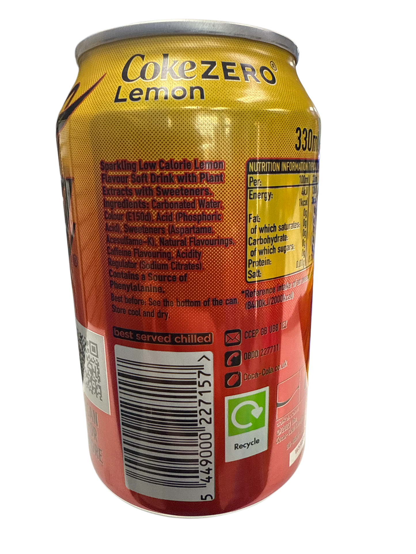 Coca Cola Zero Sugar Lemon Flavour 330ML - U.K Edition