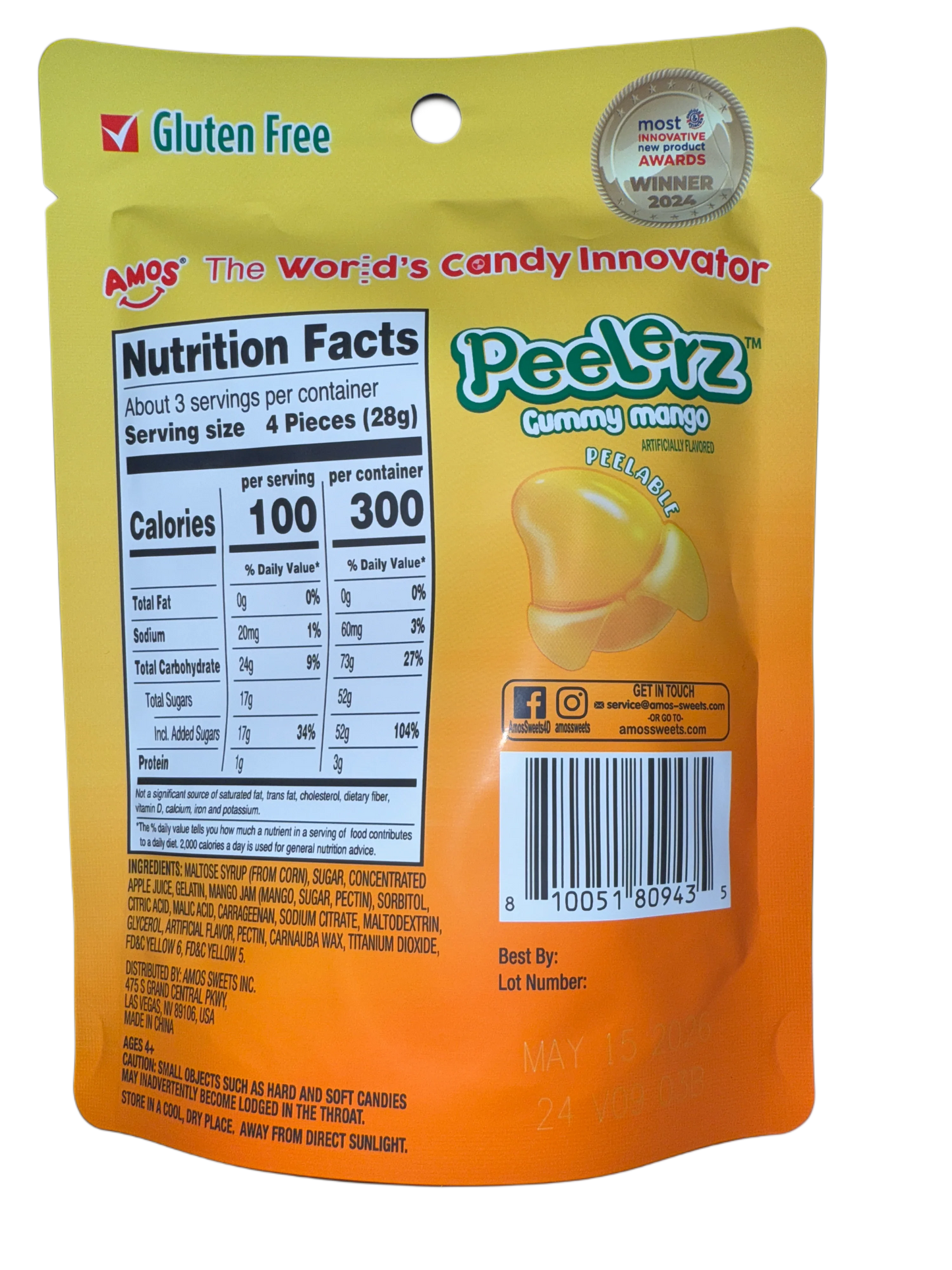 Amos Peelerz Gummy Mango 85G - U.S Edition