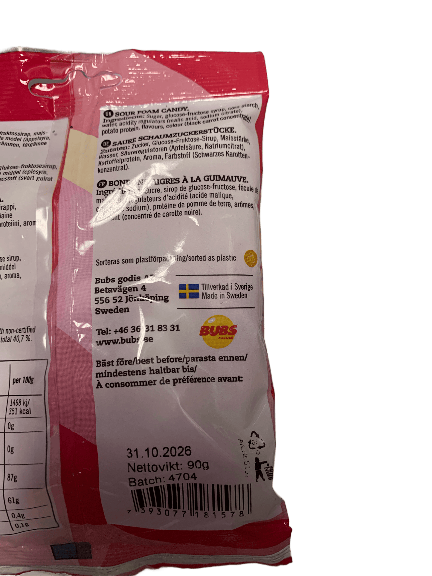 BUBS Godis Goody Strawberry Vanilla Candy Bag 90G - Swedish Edition