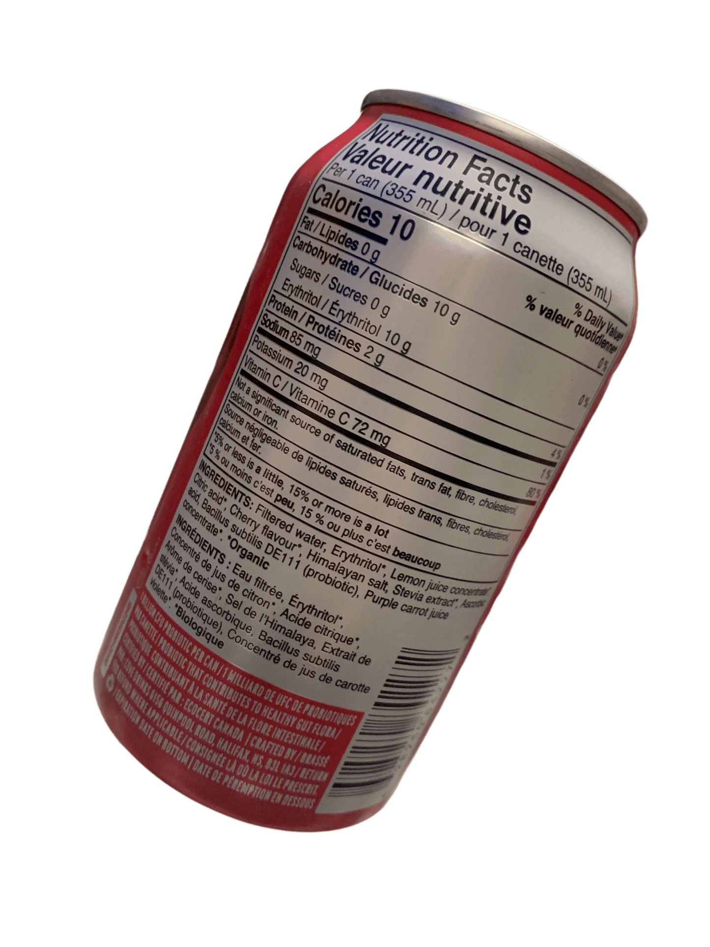 Cove Prebiotic's Zero Sugar Cherry Flavoured Soda 355ML - Canadian Edition