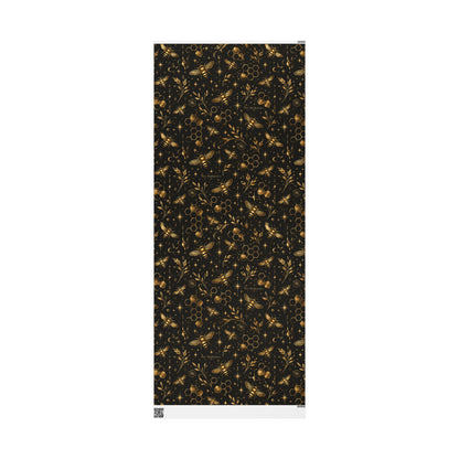 Wrapping Paper — Elegant Black & Gold Bee Pattern Gift Wrap