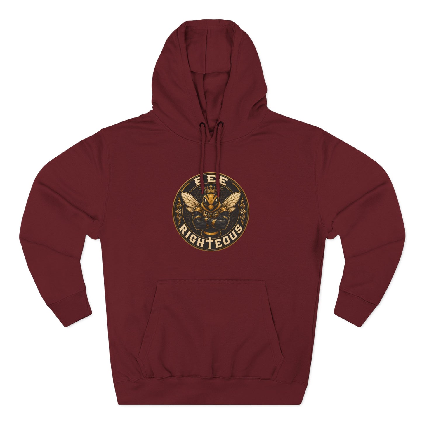 Maroon hoodie with 'Heir of Heaven' text and cross design on a white background