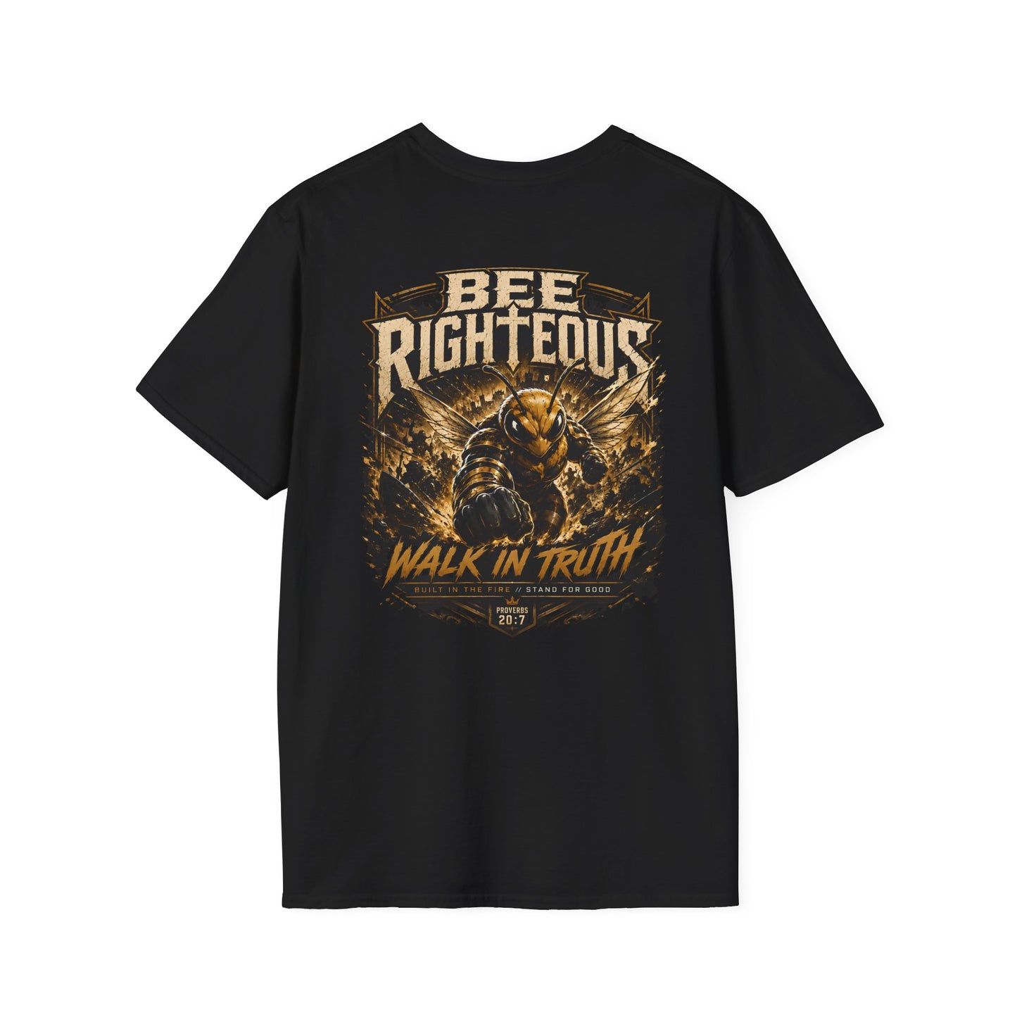 Black t-shirt with '1776% Feral' graphic design on a white background