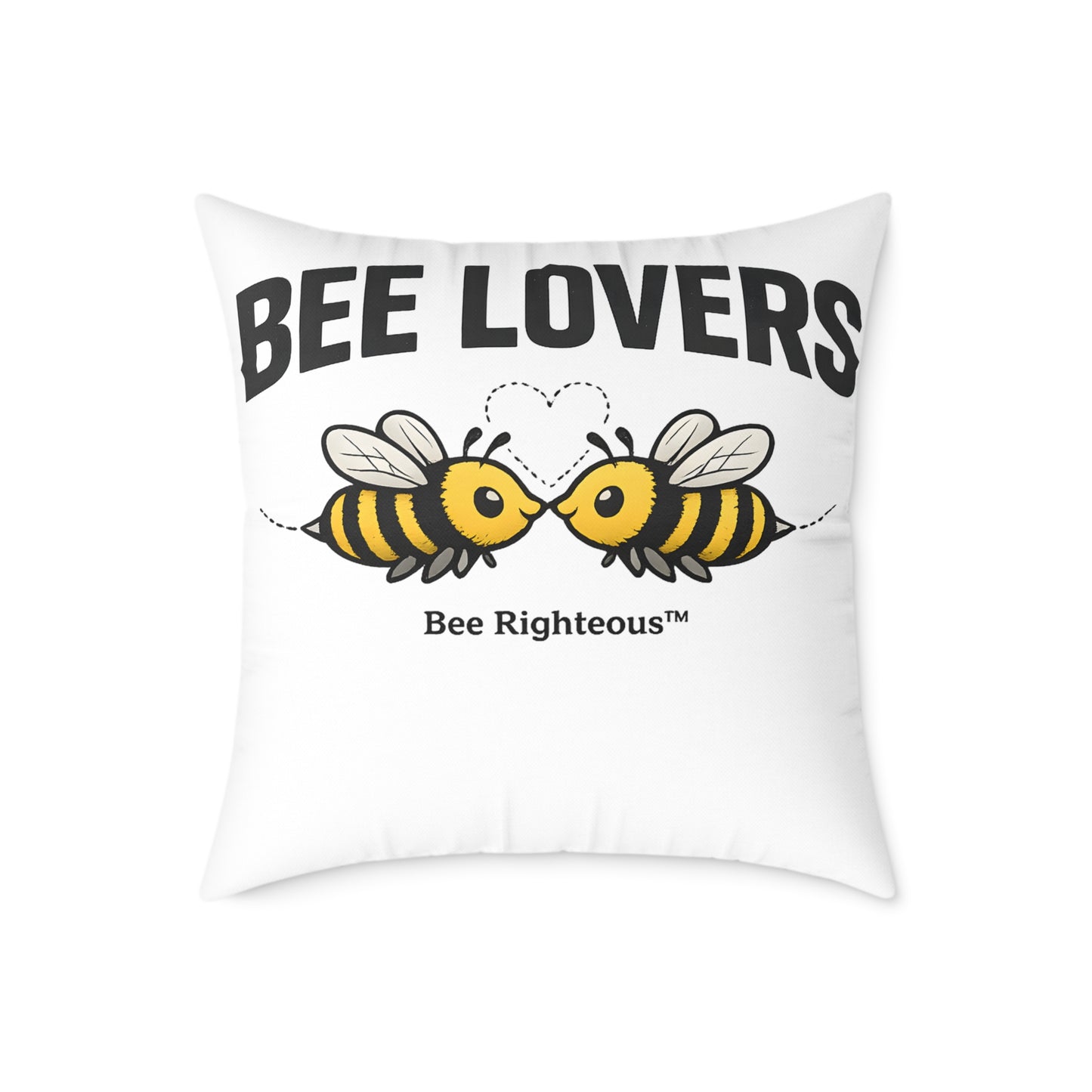 Valentine's Romantic Cute Square Poly Canvas Pillow — 'Bee Lovers' Accent Throw