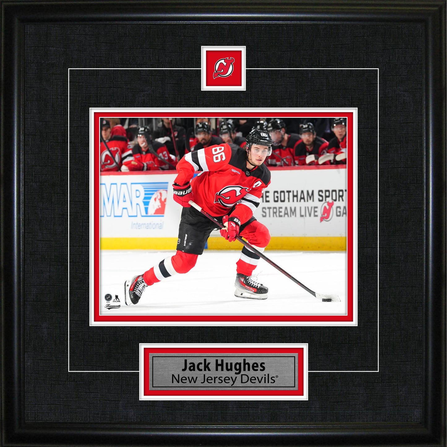 Jack Hughes Framed Pin & Plate New Jersey Devils