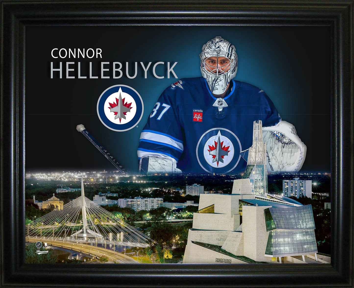 Connor Hellebucyk 16x20 Framed Skyline Print Winnipeg Jets