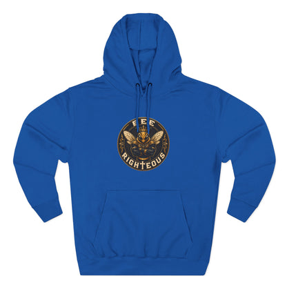Blue hoodie with a family reunion design on a white background