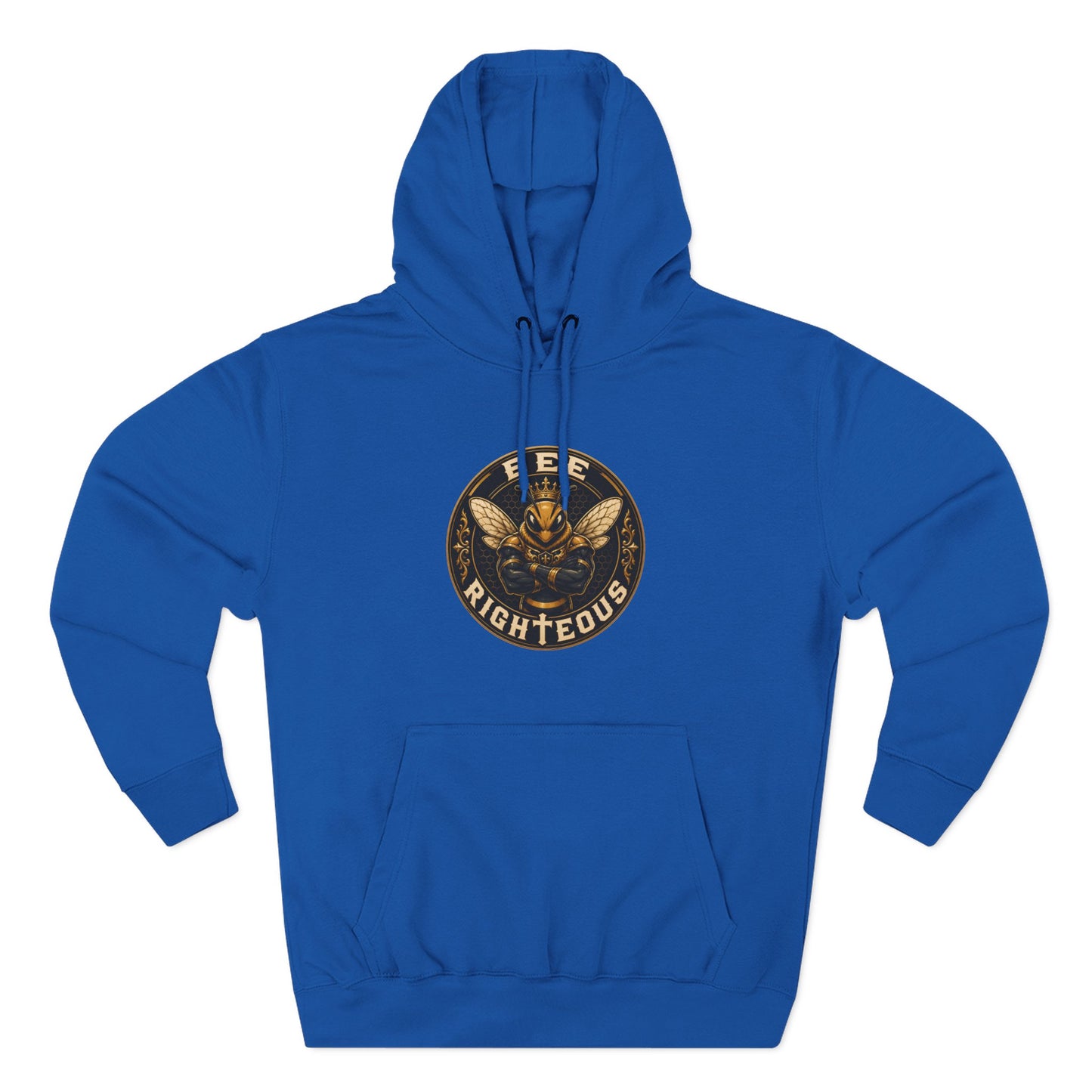 Blue hoodie with a family reunion design on a white background