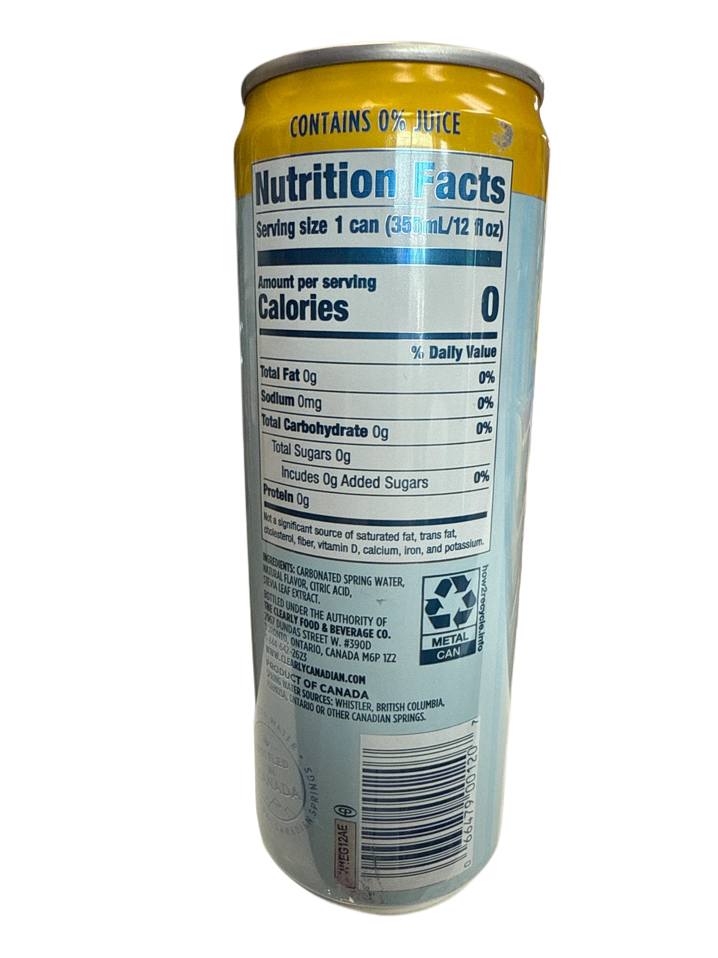 Clearly Canadian Zero Sugar Tropical Splash Flavour 355ML - Canadian Edition