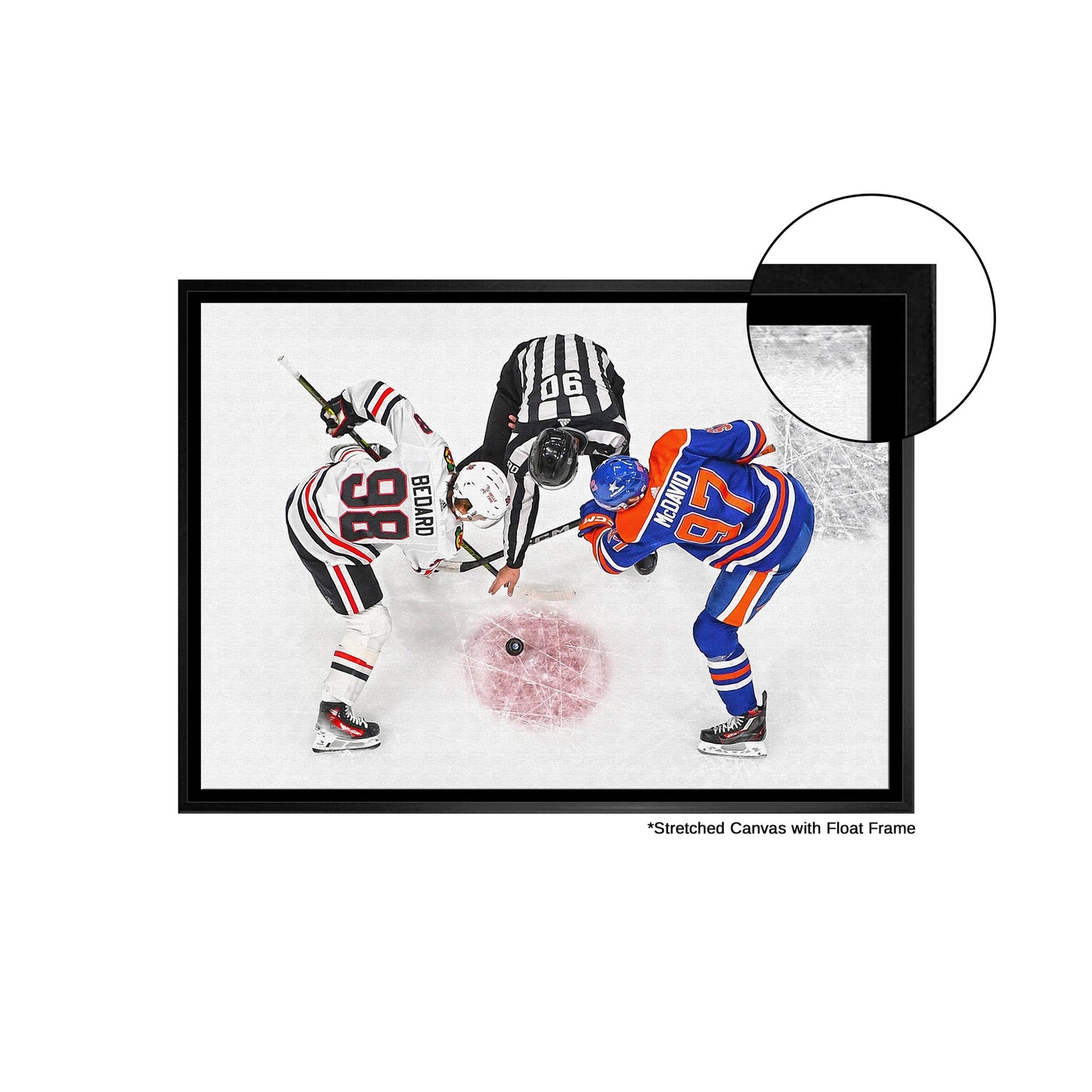 Connor Bedard and Connor McDavid 20x29 Framed Canvas Blackhawks