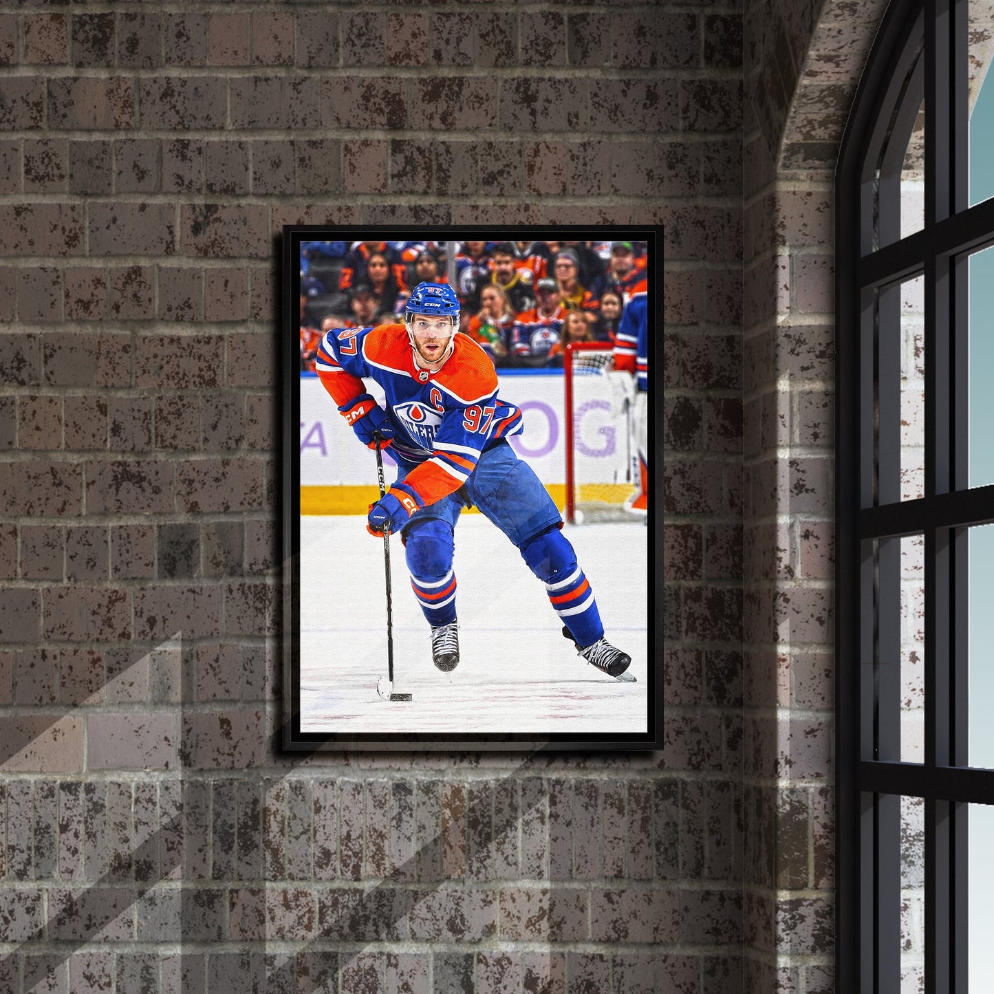 Connor McDavid Framed 20x29 Canvas Oilers Action-V