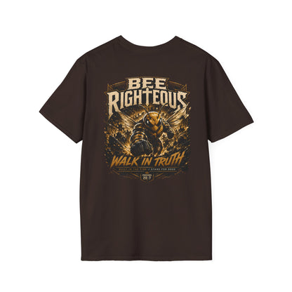 Black t-shirt with a ship and octopus graphic and text on a white background