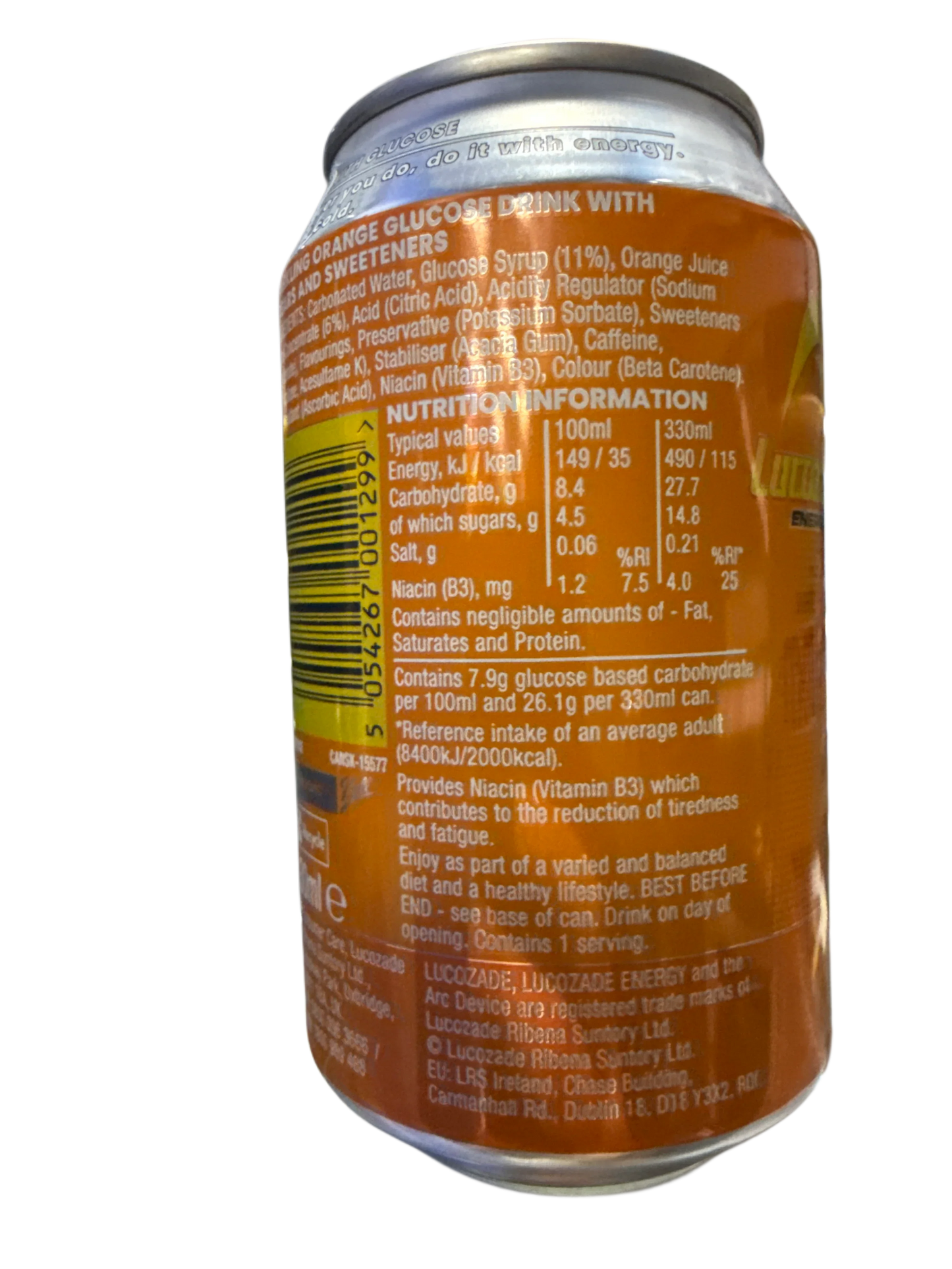 Lucozade Orange Flavoured Energy Drink 330ML - U.K Edition
