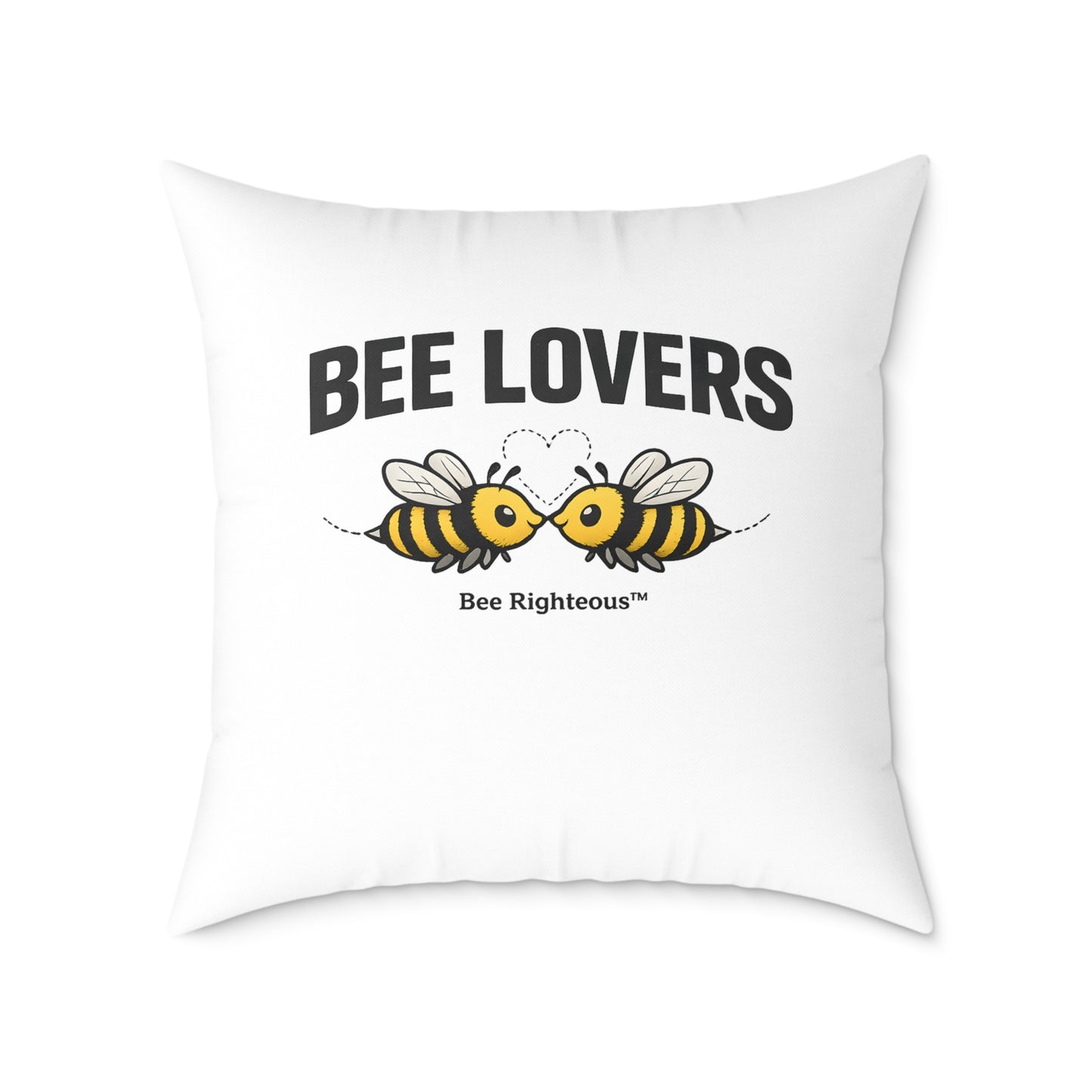 Valentine's Romantic Cute Square Poly Canvas Pillow — 'Bee Lovers' Accent Throw