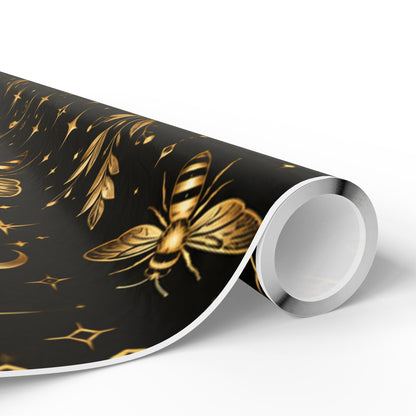 Wrapping Paper — Elegant Black & Gold Bee Pattern Gift Wrap