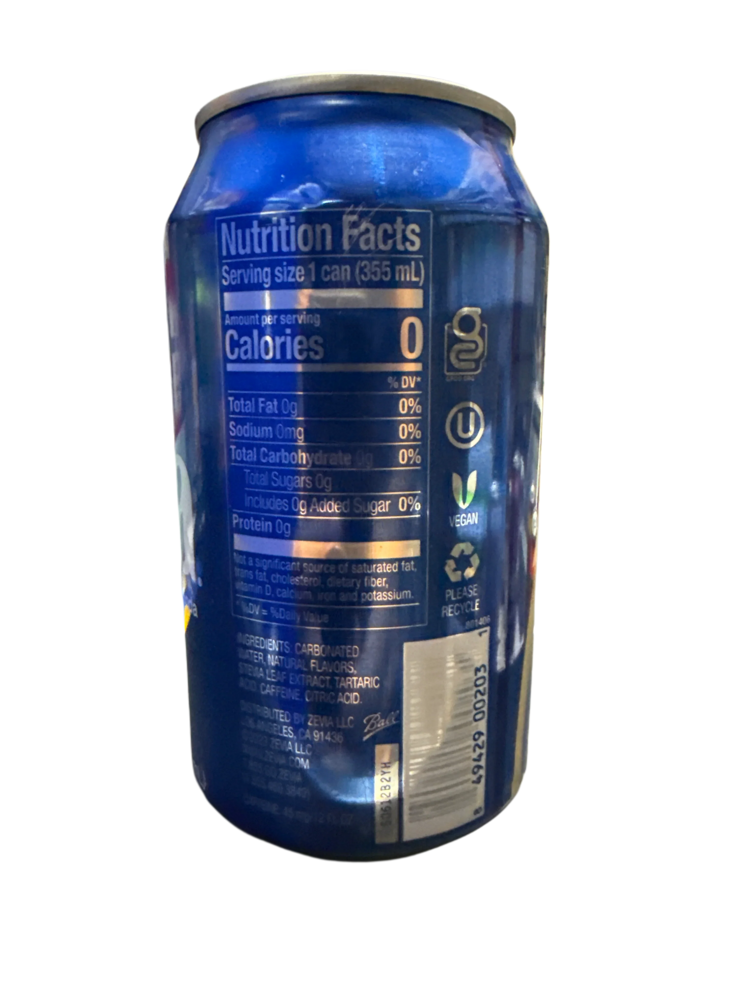 Zevia Zero Sugar Vanilla Cola Flavoured Soda 355ML - Canadian Edition