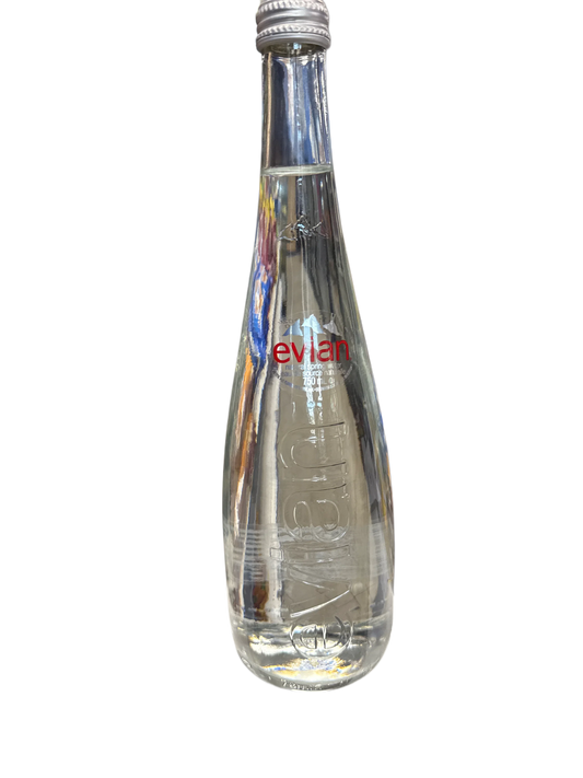 Evian Natural Spring Water Glass Bottle 750ML - France Edition