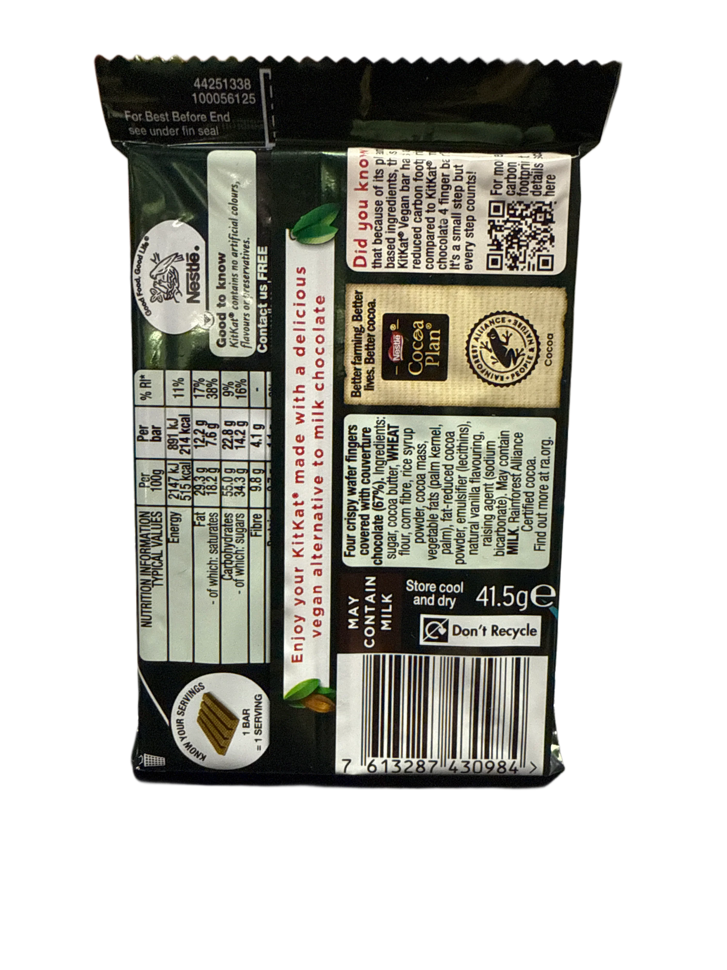 Nestle Kit Kat Vegan Chocolate 41.5G - Irish Edition