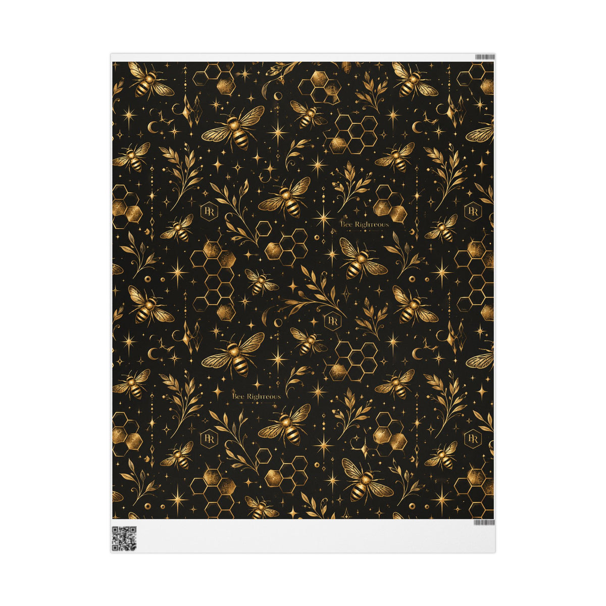 Wrapping Paper — Elegant Black & Gold Bee Pattern Gift Wrap
