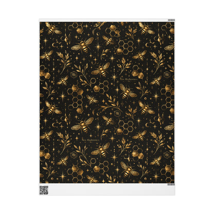 Wrapping Paper — Elegant Black & Gold Bee Pattern Gift Wrap