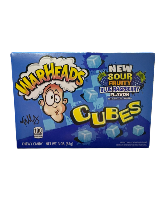 Warheads Sour Blue Raspberry Cubes 85G - U.S Edition