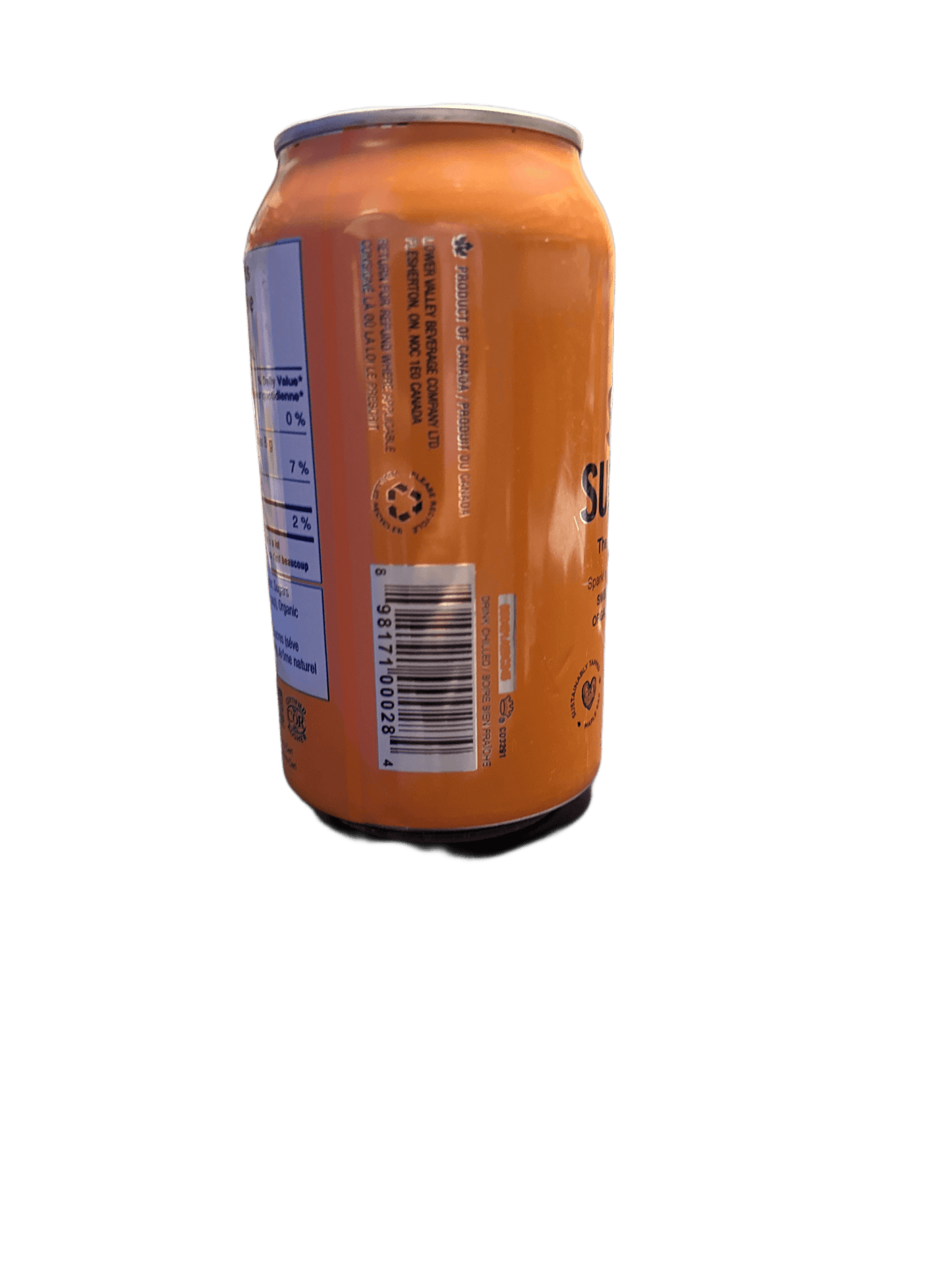 Sap Sucker Peach Sparkling Water Sweetened with Organic Maple Sap 355ML - Canadian Edition