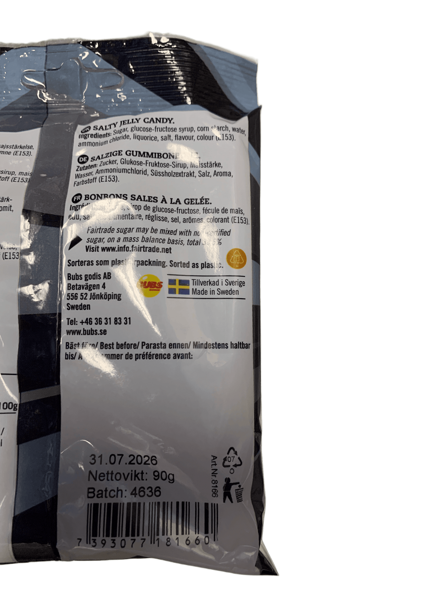 BUBS Godis Salt Skalle Candy Bag 90G - Swedish Edition