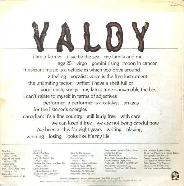 Valdy – Country Man - 1972 Original