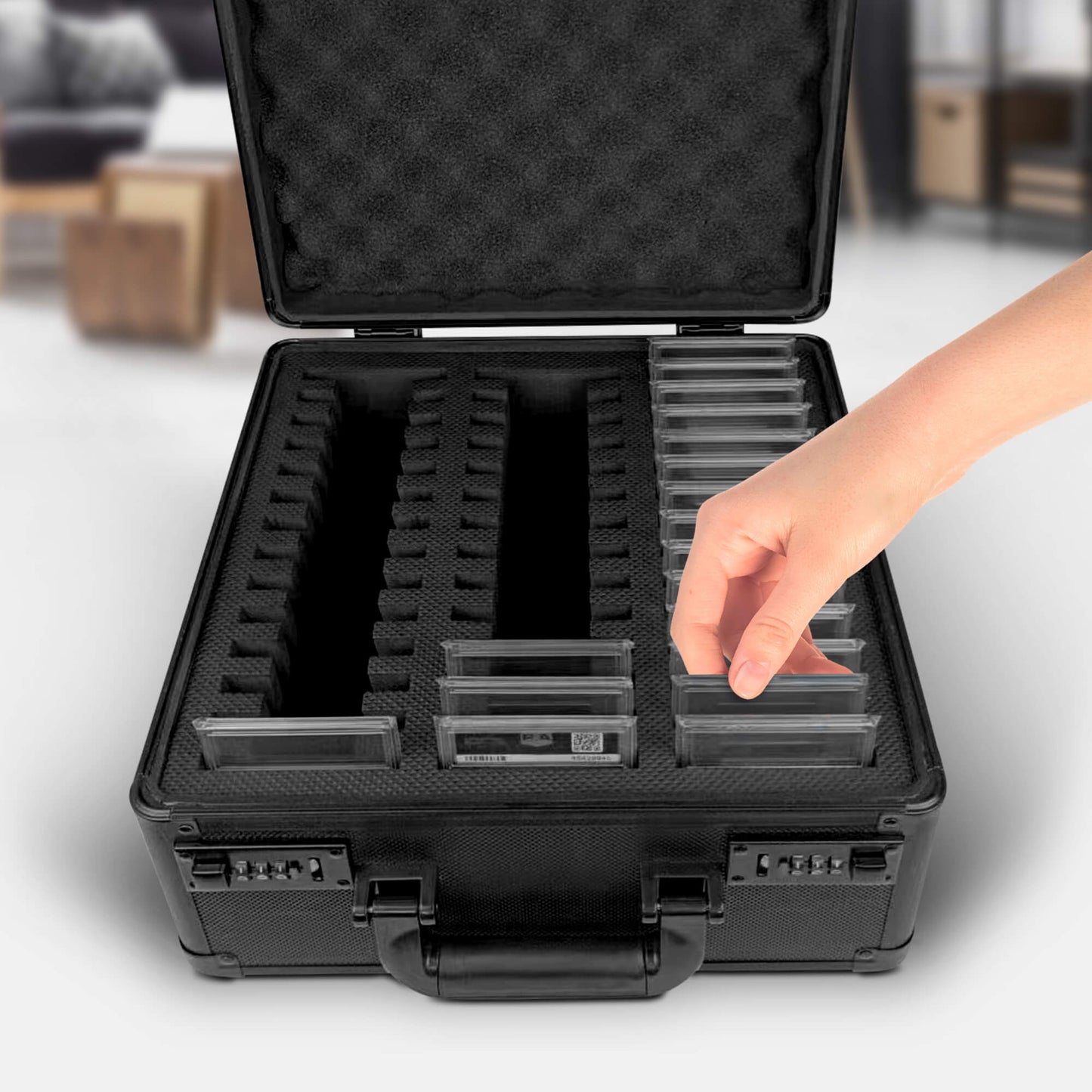 3 Row with Individual Slot Fit for 42 Graded Cards - Black - Jack Righteous