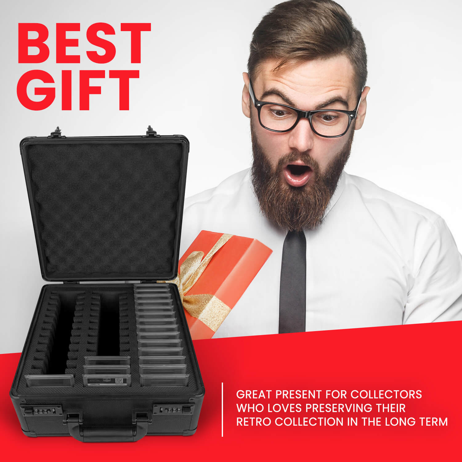 3 Row with Individual Slot Fit for 42 Graded Cards - Black - Jack Righteous