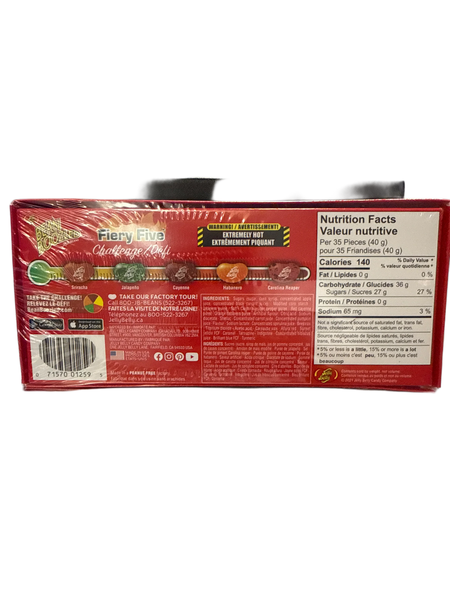 Jelly Belly Bean Boozled Fiery Five Challenge Jelly Bean Theatre Box Game 100G - U.S Edition