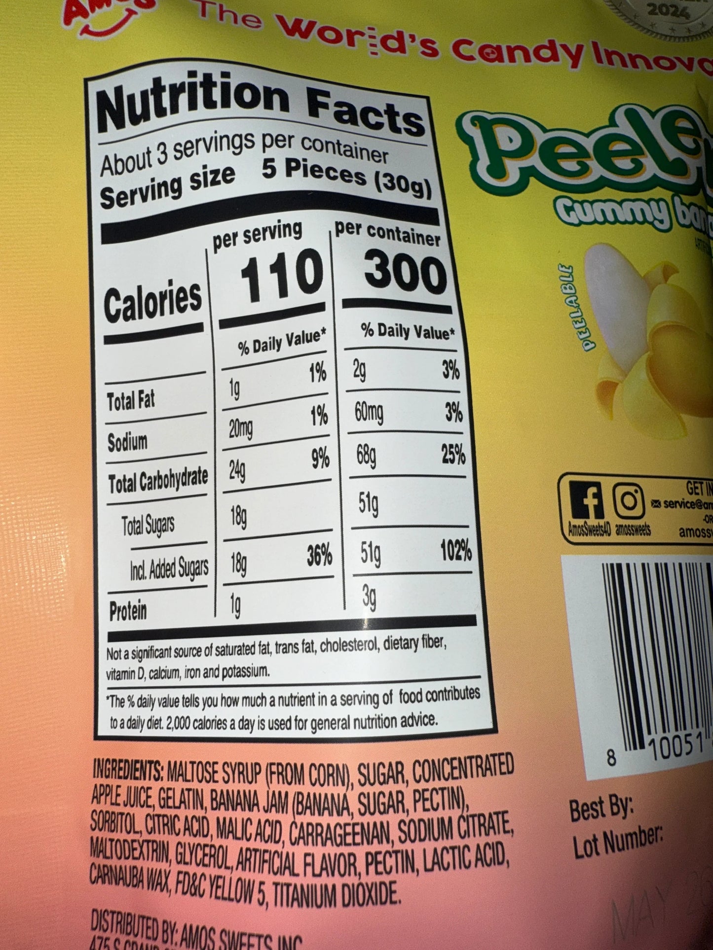 Amos Peelerz Gummy Banana 85G - U.S Edition