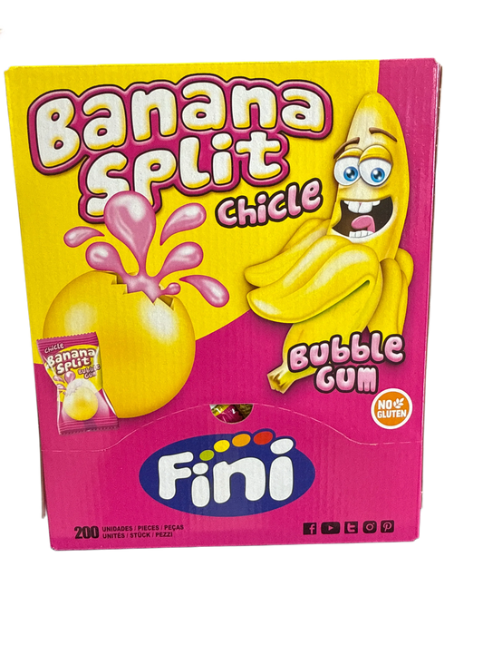 Fini Banana Split Bubble Gum 200 Individually Wrapped Pieces - U.K Edition